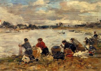 尤金 佈丹 Laundresses on the Bankes of the Touques 尤金 佈丹 Laundresses on the Bankes of the Touques